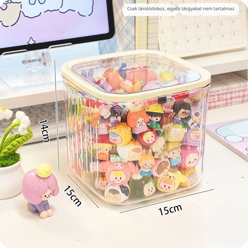 Átlátszó akril tároló doboz, nagy kapacitású, mini figurákhoz és rejtélyes dobozokhoz