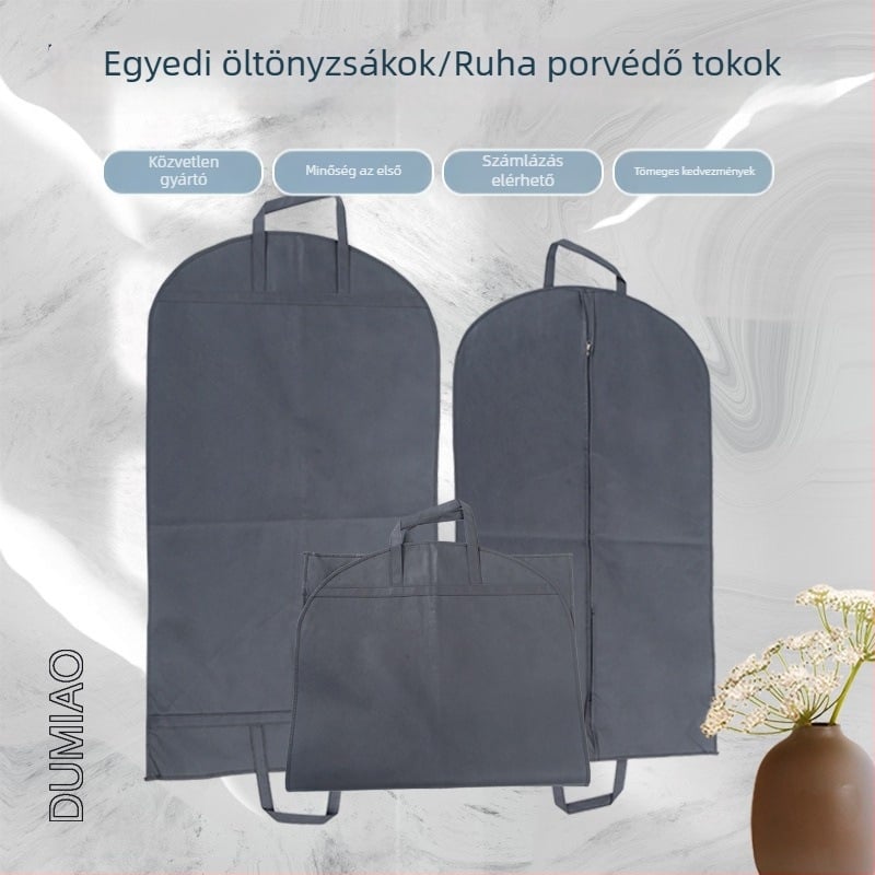 Nem szövött anyagú öltönytáska, porvédő tok ruházathoz, összecsukható tárolótáska, egyedi gyártás