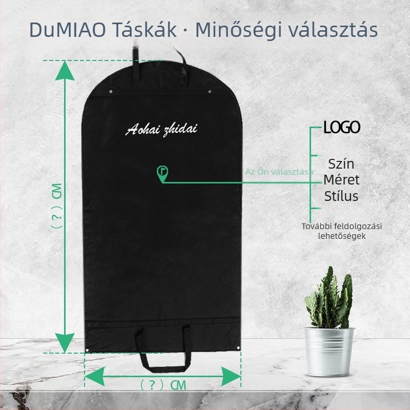Nem szövött anyagú öltönytáska, porvédő tok ruházathoz, összecsukható tárolótáska, egyedi gyártás