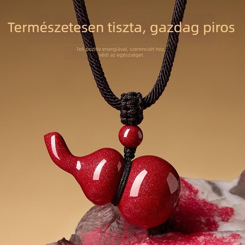Uniszex cinnabar tök alakú medálos nyaklánc zsinórral