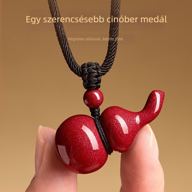 Uniszex cinnabar tök alakú medálos nyaklánc zsinórral