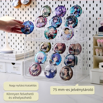 Lépcsős jelvény kijelző állvány és porvédett átlátszó akril tároló doboz anime árukhoz