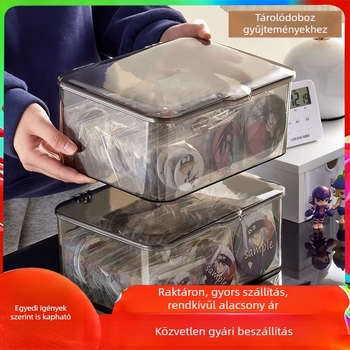 Átlátszó akril tároló doboz asztalra, fedéllel, porálló, kiállításra és rendszerezésre