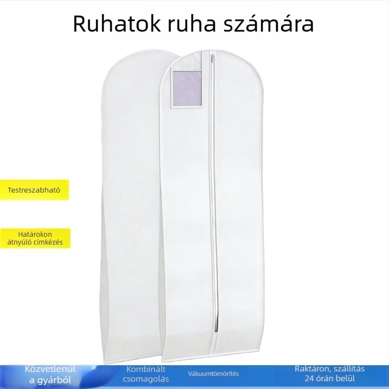 Porvédő ruhatartó huzat otthoni használatra, kabát, menyasszonyi ruha és öltöny, összecsukható