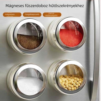 304 rozsdamentes acél mágneses fűszertartó doboz fedővel – konyhai fűszer tároló tartó, például bors, csillagánizs és fahéj