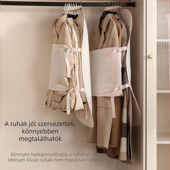 Ruha tömörítő tárolópanel porvédő ruhafedővel, textilek tárolására pehelykabátokhoz, kabátokhoz és öltönyökhöz, összecsukható tároló táska