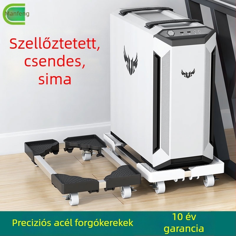 Állítható, húzható számítógép-torony tartó görgőkkel — mobil tárolópolc otthonra és irodába