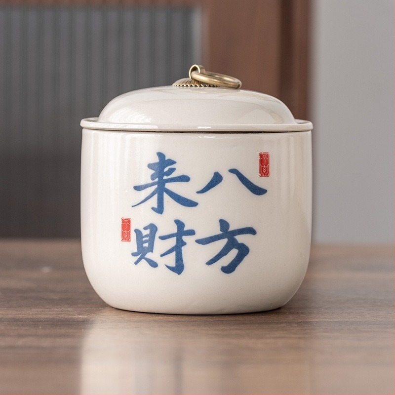 Kerámia teás tároló üveg, nagy méretű, japán stílusú, nedvességálló és zárható, fekete tea, zöld tea és Pu'er tea számára.