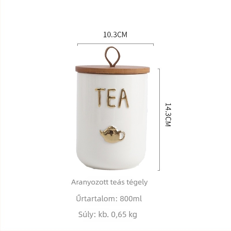 Good Light Kerámia zárható tárolóedény a konyhához – 800-1000 ml, tea, kávébab és cukor