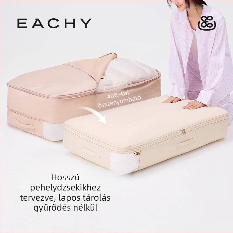 Nagy kapacitású tároló táska pehelykabátokhoz, otthoni gardróbhoz, ruhákhoz, pamut ruházathoz, paplanokhoz és pehelypaplanokhoz (kompressziós táska)