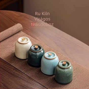 2024 új kínai stílusú kompakt kerámia teás doboz, zárható, hordozható Pu'er tea tárolására