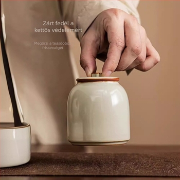 2024 új kínai stílusú kompakt kerámia teás doboz, zárható, hordozható Pu'er tea tárolására