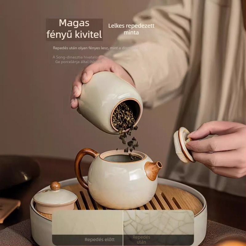 2024 új kínai stílusú kompakt kerámia teás doboz, zárható, hordozható Pu'er tea tárolására