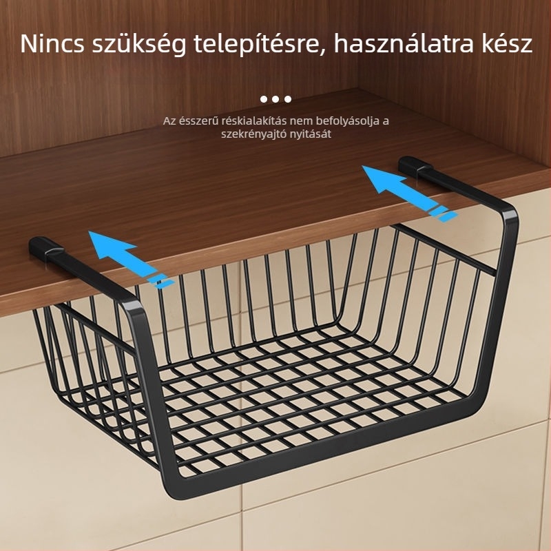 Konyhai tároló polc függő fűszerkosárral, egy szintes, szerelés nélkül, a szekrénybe