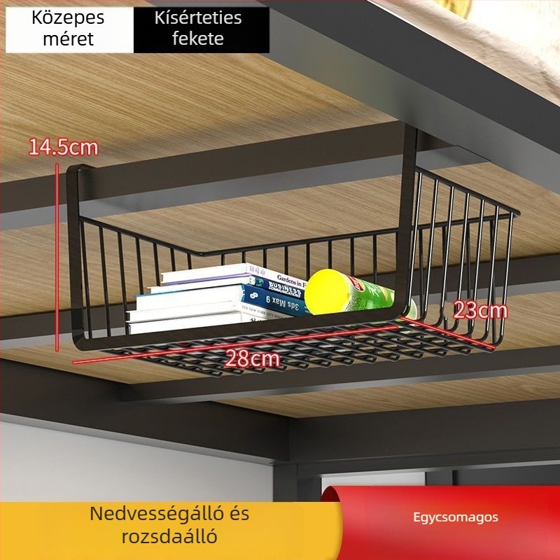 Konyhai tároló polc függő fűszerkosárral, egy szintes, szerelés nélkül, a szekrénybe