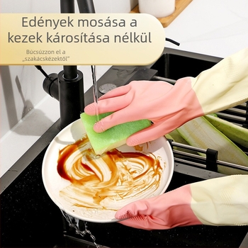Nitril mosogatókesztyűk nőknek – konyhai használatra, tartós háztartási munkákhoz, téli vastagított kivitel, csúszásmentes, hosszú, vízálló