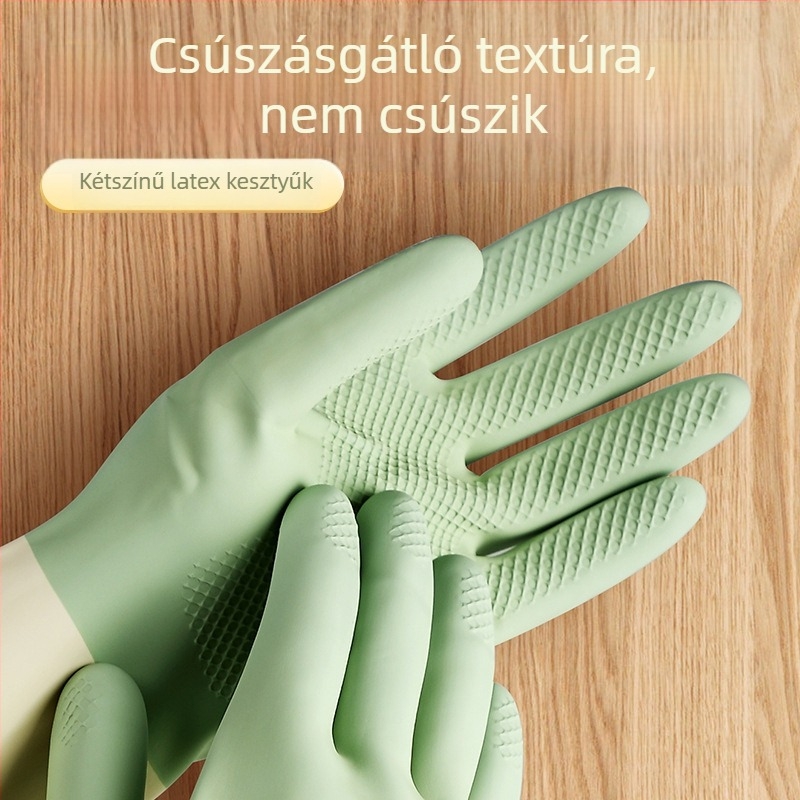 Nitril mosogatókesztyűk nőknek – konyhai használatra, tartós háztartási munkákhoz, téli vastagított kivitel, csúszásmentes, hosszú, vízálló