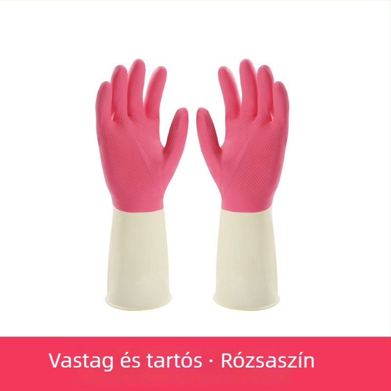 Nitril mosogatókesztyűk nőknek – konyhai használatra, tartós háztartási munkákhoz, téli vastagított kivitel, csúszásmentes, hosszú, vízálló