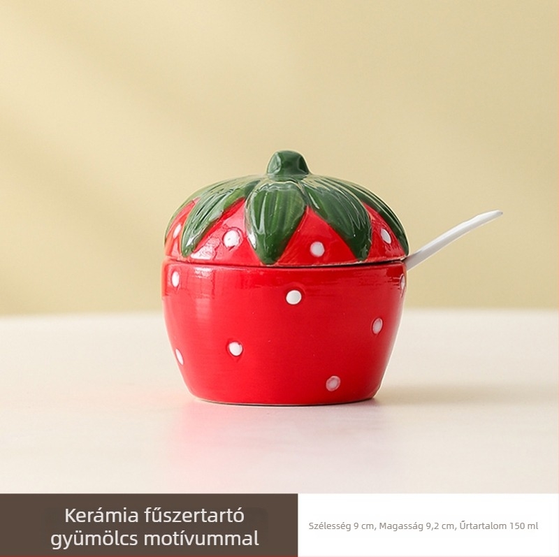Kerámiás fűszertartó kanállal és fedéllel, nedvességálló