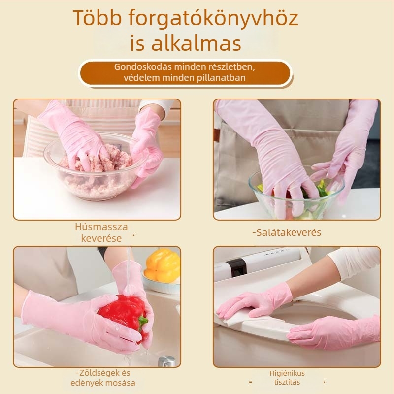 12 hüvelykes nitril kesztyűk, extra hosszú, vastagított, élelmiszer-minőségű, konyhai mosogatáshoz és háztartási tisztításhoz, vízálló és olajálló