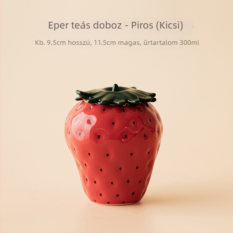 Epres kerámia teásüveg — zárt tároló teához, otthoni dekoráció, kiegészítő a teáskészlethez