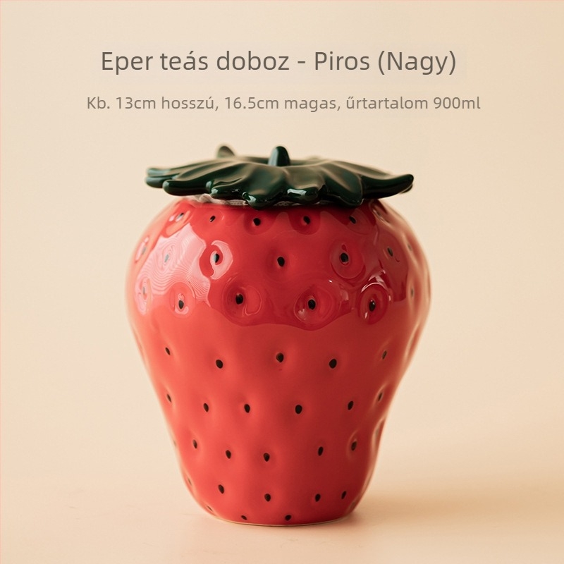 Epres kerámia teásüveg — zárt tároló teához, otthoni dekoráció, kiegészítő a teáskészlethez