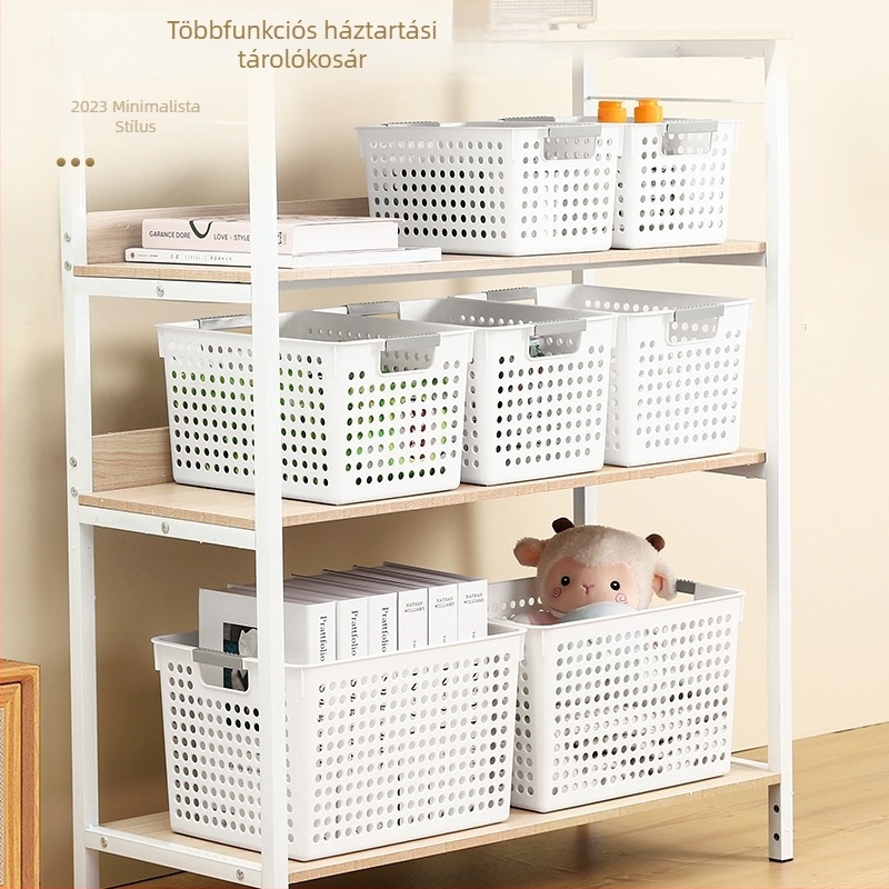 Műanyag asztali tároló doboz kisebb tárgyakhoz, játékokhoz és nassolnivalókhoz — kockás mintázat, kapacitás 12, fedél nélküli, modern minimalistikus stílus