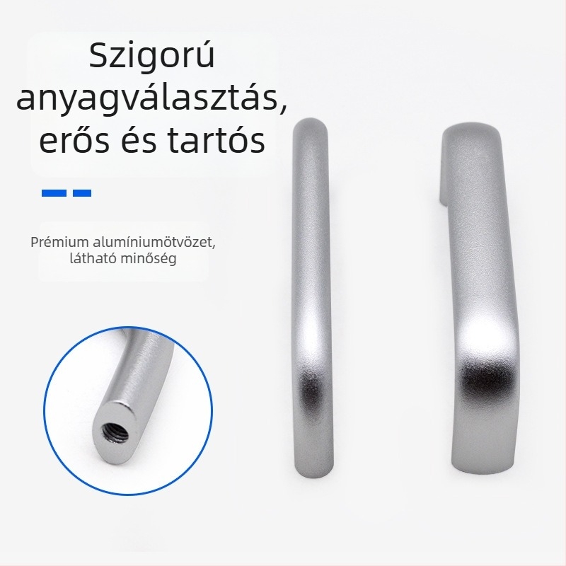 Alumíniumötvözetből készült szekrényfogantyú oxidált ezüst felülettel, U-alakú kerek rúd ipari szekrényekhez