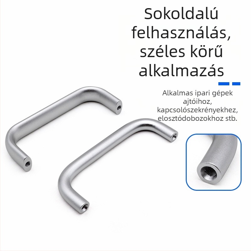 Alumíniumötvözetből készült szekrényfogantyú oxidált ezüst felülettel, U-alakú kerek rúd ipari szekrényekhez