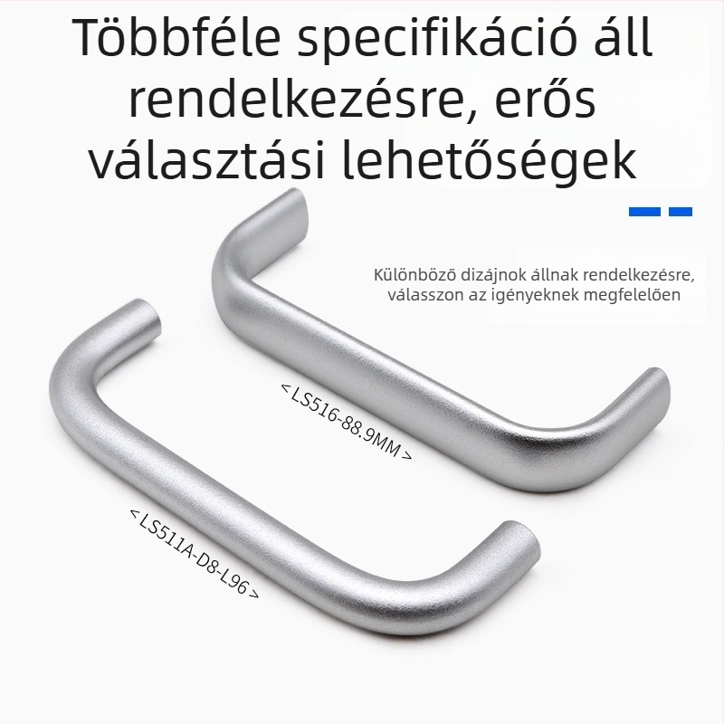 Alumíniumötvözetből készült szekrényfogantyú oxidált ezüst felülettel, U-alakú kerek rúd ipari szekrényekhez