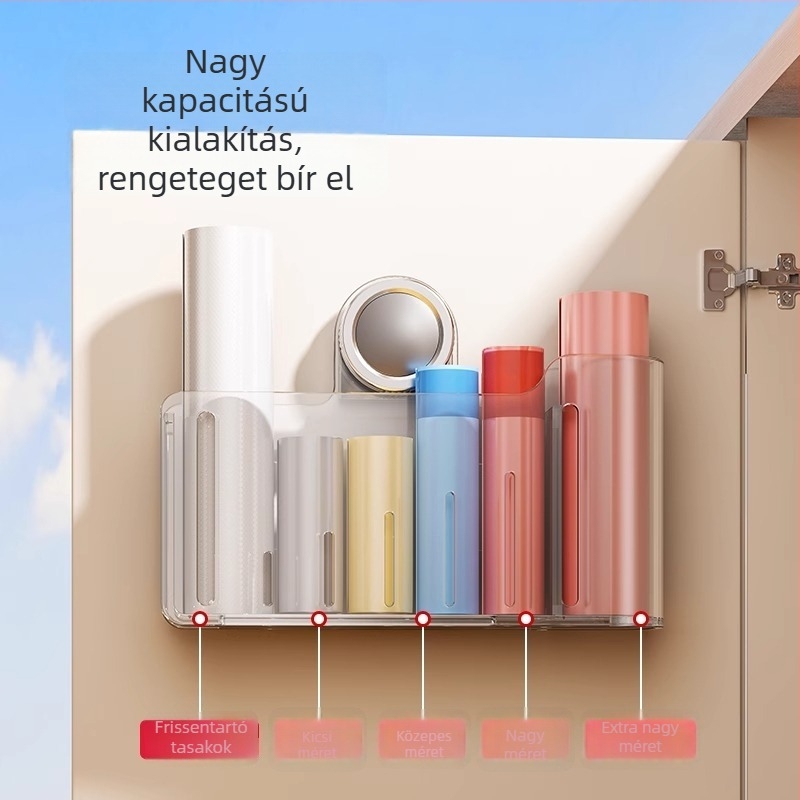Szívókorongos zacskótartó, falra szerelhető, konyhai használatra, furás nélkül
