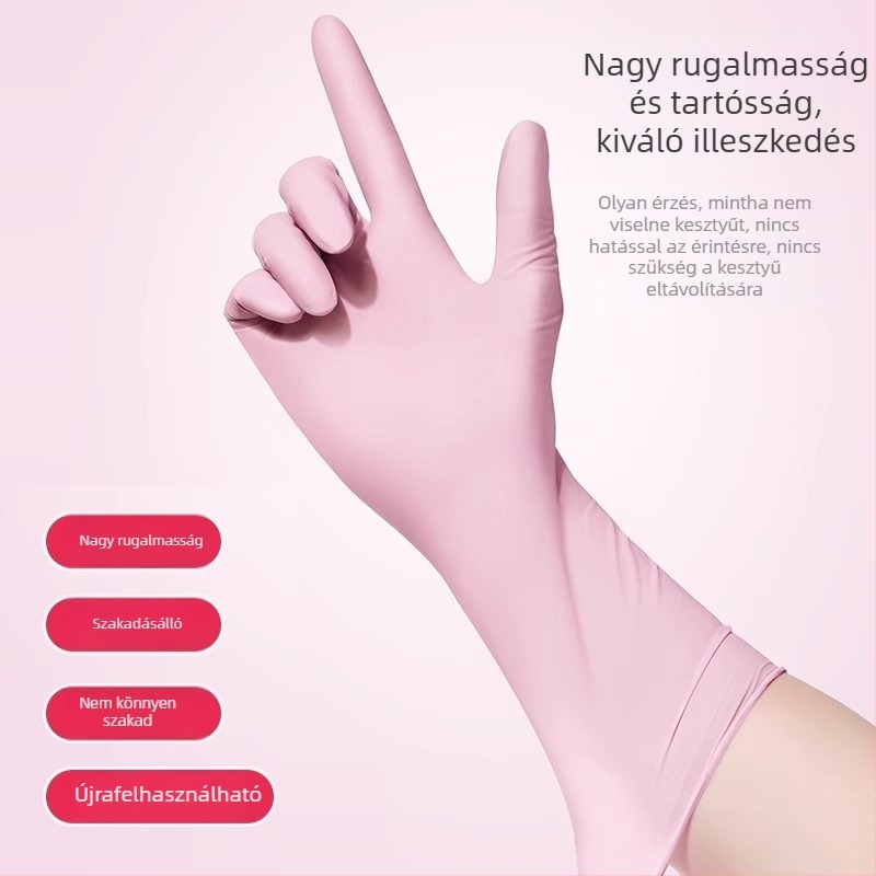 Nitril háztartási kesztyűk edények mosásához, tartósak, vízállóak, egyszer használatosak, élelmiszer-minőségű, hosszított hosszúságú