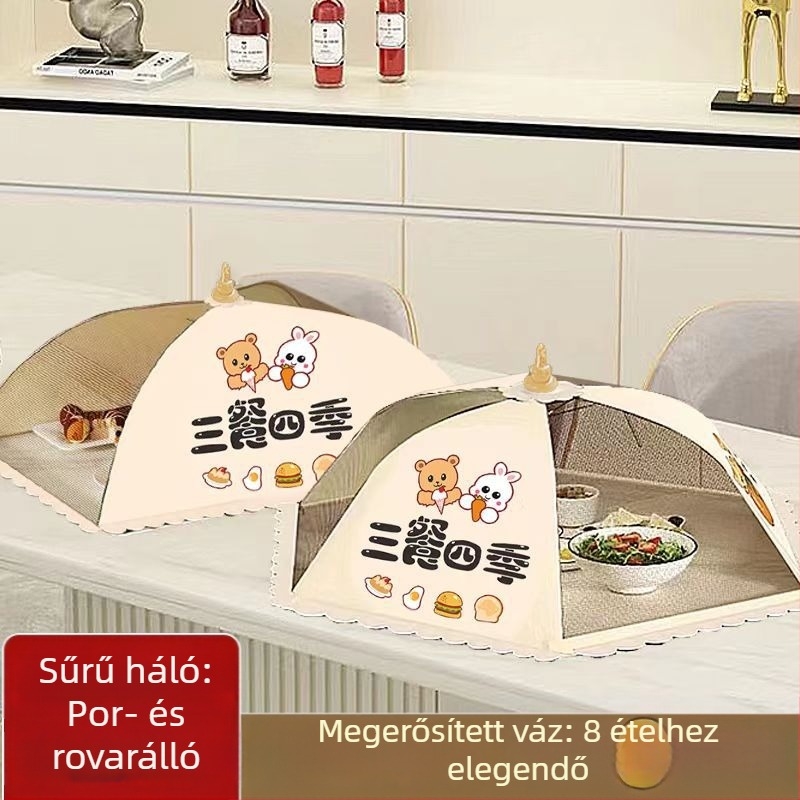 Összecsukható ételfedő, szúnyog-ellenes, hőszigetelt és porálló konyhai fedő, levehető és mosható