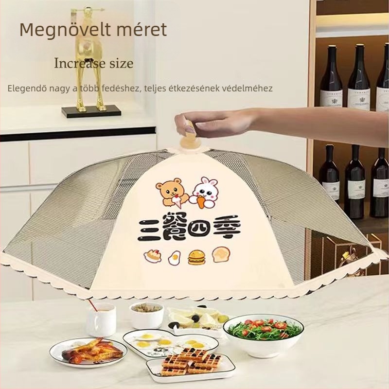 Összecsukható ételfedő, szúnyog-ellenes, hőszigetelt és porálló konyhai fedő, levehető és mosható