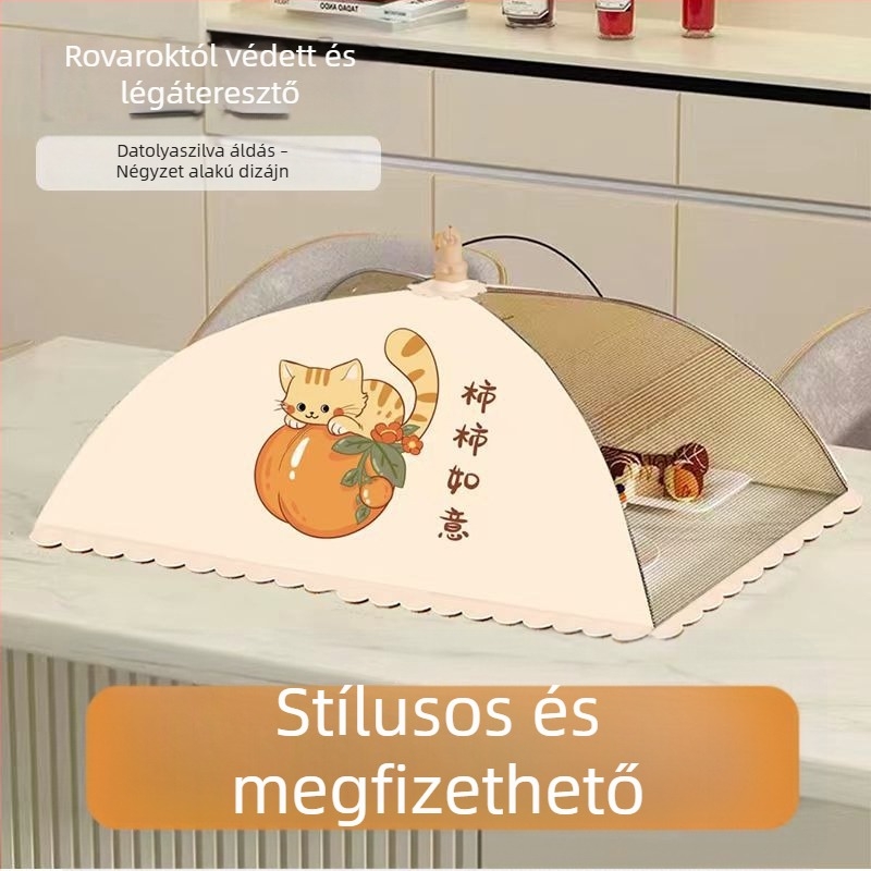 Összecsukható ételfedő, szúnyog-ellenes, hőszigetelt és porálló konyhai fedő, levehető és mosható