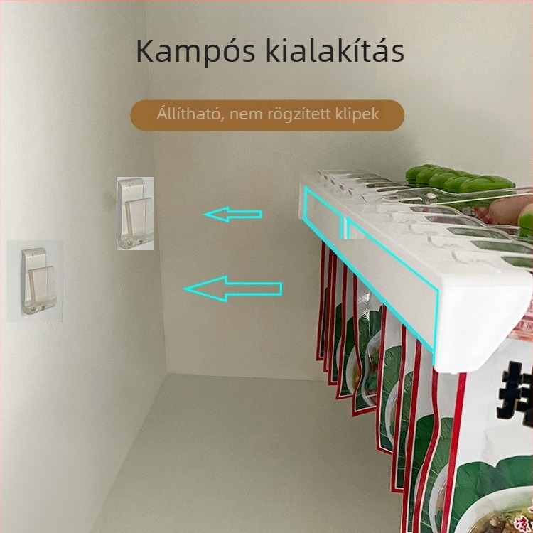Konyhai falra szerelhető fűszertartó polc fúrás nélkül, tárolás zacskós fűszerekre