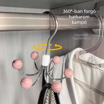 360°-ban forgó ruhaakasztó – otthoni használatra, egyszerű, többfunkciós tárolási megoldás hat kampóval