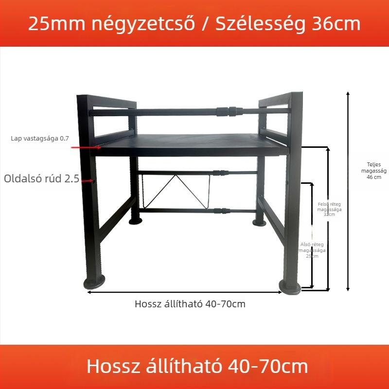 Teleszkópos megvastagított szénacél autóhűtő tárolóállvány, kamion alvóhelyéhez és praktikus rendező