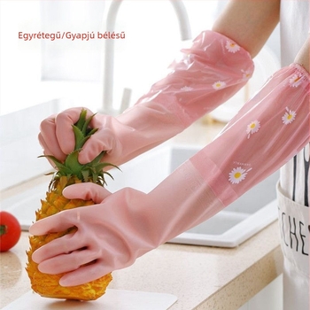 Polár béléses latex mosogató kesztyűk, tartósak, hosszúak, vastagabbak, téli háztartási feladatokra