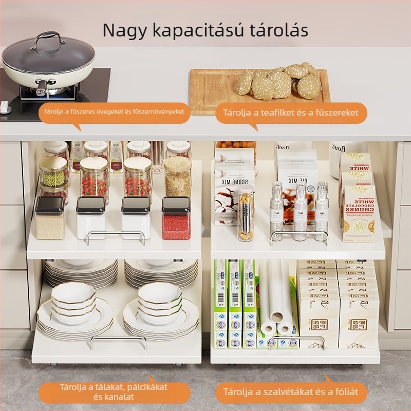 Kihúzható szekrény mosogató alatti kosárral – edények és fűszerek tárolására