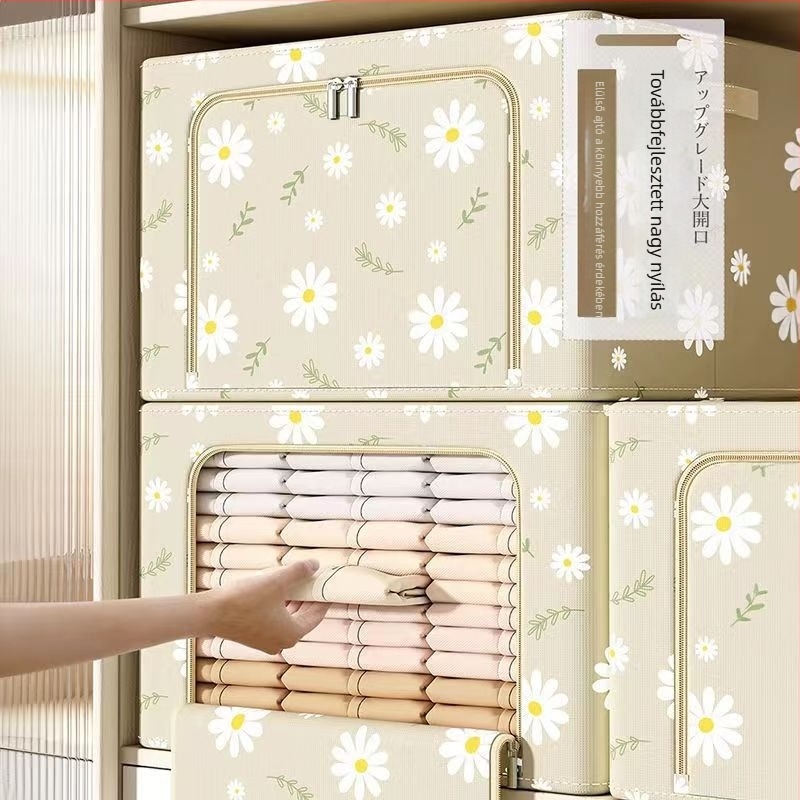 Daisy textil tároló doboz acélvázú, összecsukható ruhásszekrény, 66 literes kapacitás ruhák és takarók számára