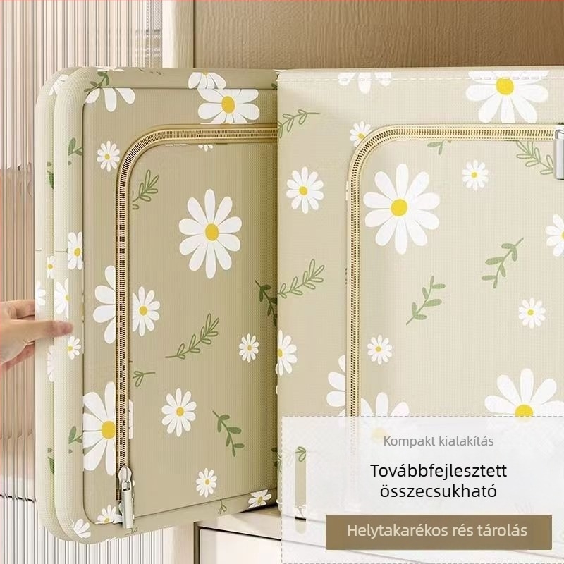 Daisy textil tároló doboz acélvázú, összecsukható ruhásszekrény, 66 literes kapacitás ruhák és takarók számára