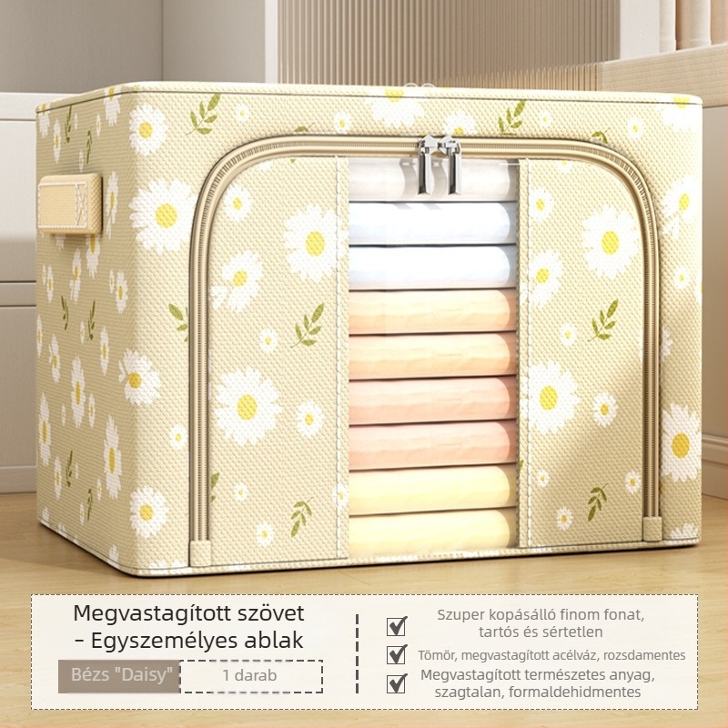 Daisy textil tároló doboz acélvázú, összecsukható ruhásszekrény, 66 literes kapacitás ruhák és takarók számára