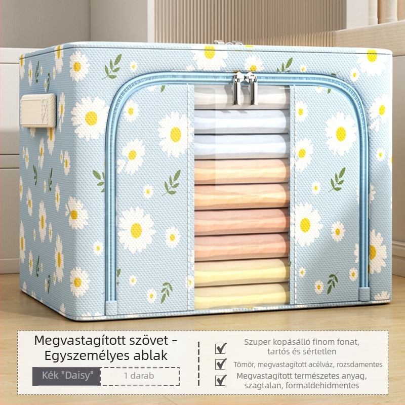 Daisy textil tároló doboz acélvázú, összecsukható ruhásszekrény, 66 literes kapacitás ruhák és takarók számára