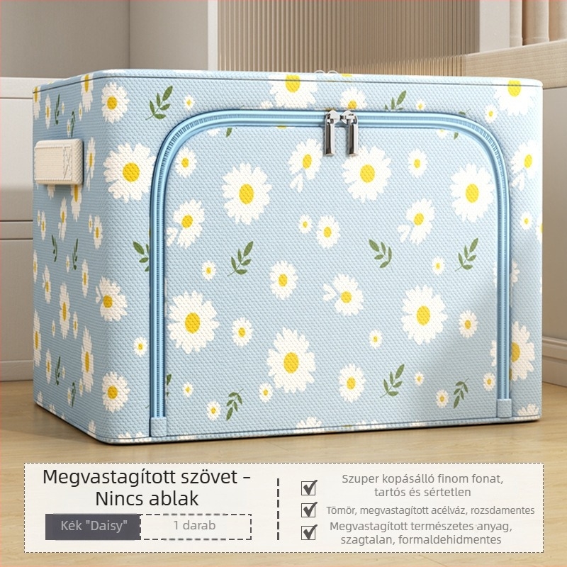 Daisy textil tároló doboz acélvázú, összecsukható ruhásszekrény, 66 literes kapacitás ruhák és takarók számára