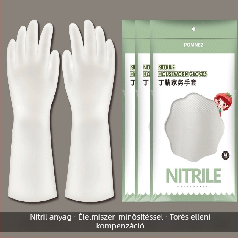 Nitril mosogatós kesztyű nőknek, tartós, vízálló konyhai kesztyű, vastag a tisztításhoz