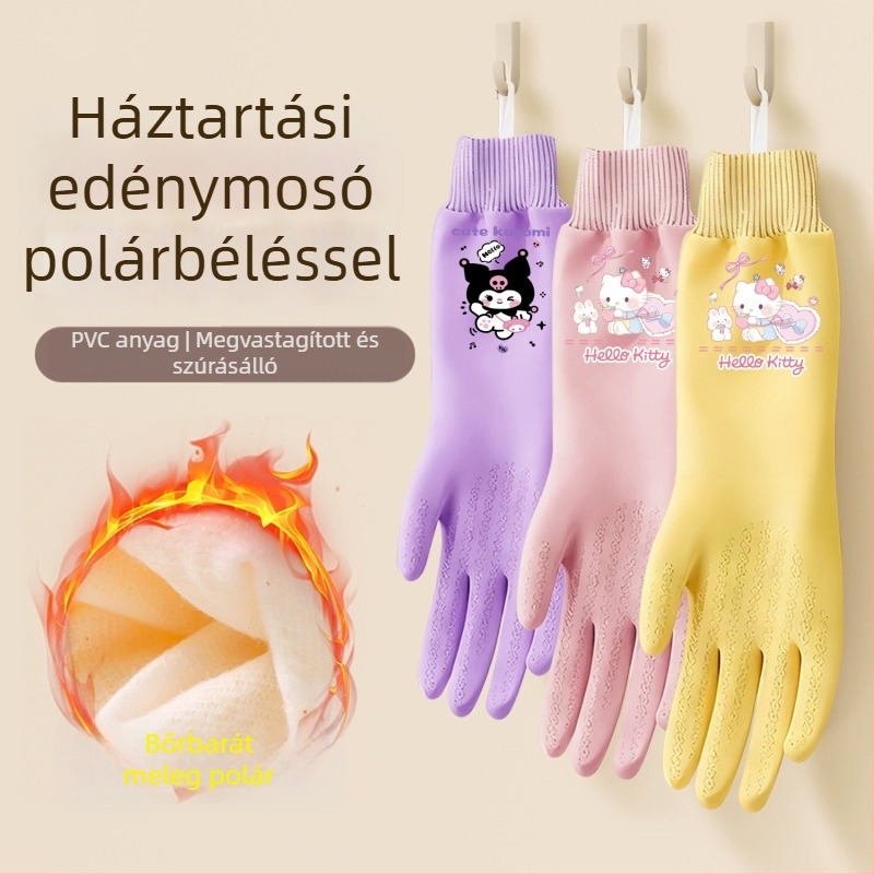 Fleece-béléses konyhai kesztyű, vízálló és tartós, mosogatáshoz, főzéshez és ruhák mosásához