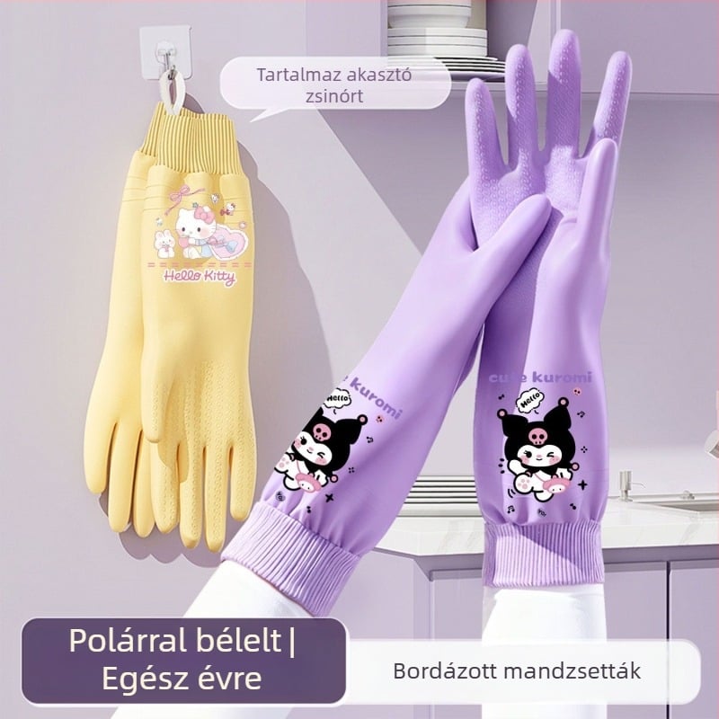 Fleece-béléses konyhai kesztyű, vízálló és tartós, mosogatáshoz, főzéshez és ruhák mosásához