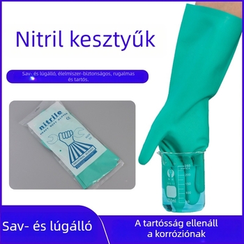 Siweian zöld nitril kesztyűk, olajálló és sav-bázis ellenálló, velúr béléses, kopás- és áthatolásálló