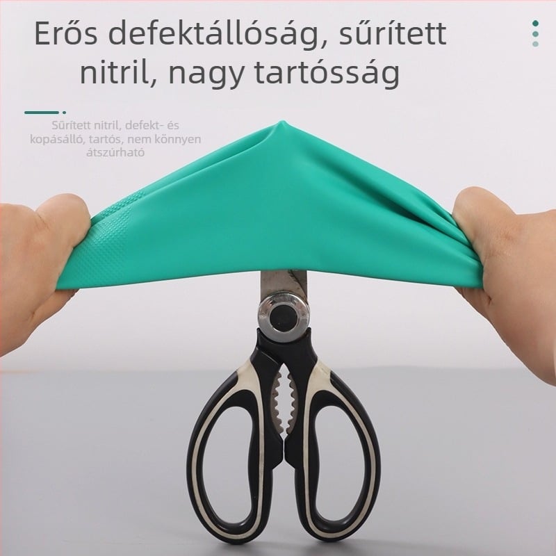 Siweian zöld nitril kesztyűk, olajálló és sav-bázis ellenálló, velúr béléses, kopás- és áthatolásálló